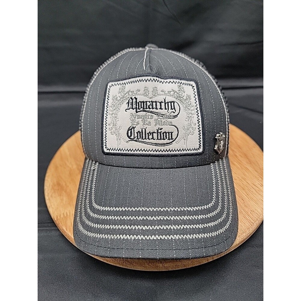 Mens Monarchy Collection Snapback Hat Black Grey Embroidered